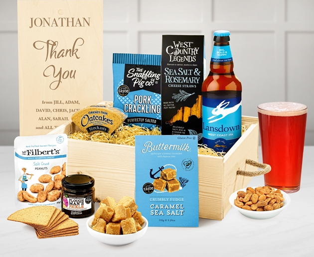 Thank You Personalised Gentleman's Treats Gift Box With Real Ale
